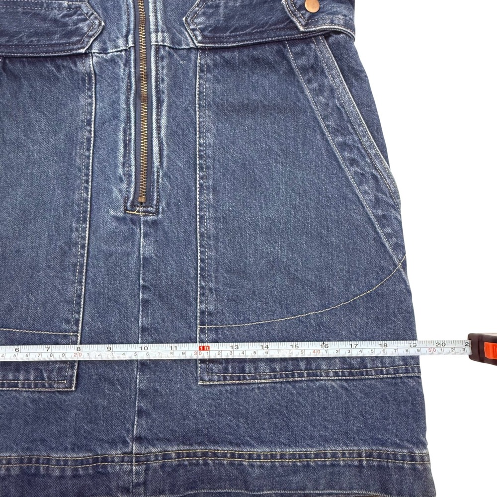 Free People Dream On Denim Mini Dress Size S Blue Utility Zip Front Pockets - Picture 3 of 9